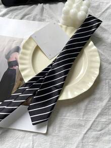 1pc Vintage Striped Waist Belt For Women, Japanese Style, British School Uniform Inspired Striped Knit Tie, Party Costume Accessory, Shirt Decoration, Birthday Surprise, Christmas Gift For Family And Friends, Valentine's Day Gift, Shiny Belt, Summer Outfit Accessory, Dance Prop - Multicolor - View 12