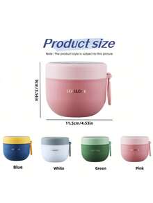 1pc Portable Oatmeal Container With Lid And Spoon, Breakfast Cup, Salad Cup, Smoothie Cup, Weight Loss Cup, Oatmeal Box Lunch Bag, Breakfast Cup, Suitable For Fruit, Pudding, Cereal, Milk - Multicolor - View 11