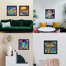 Marcos de pintura de diamante, paquete de 4 unidades, autoadhesivos, marco magntico de diamante negro, para exhibicin y proteccin de pintura de diamantes, decoracin de pared del hogar, oficina - como se muestra en la figura - Ver 8