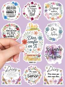 50pcs Spanish Inspirational Phrase Stickers For Notebook, Laptop, Cup, Phone Case, Decor - Multicolor - View 4