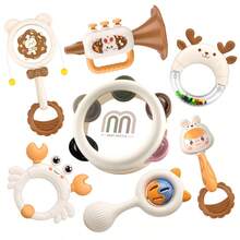 Baby Rattle And Teether Toy Set - Made Of PP Material, Mixed Color Baby Rattle With Bells, Plush Ring And Teether, Suitable For Newborns And Toddlers, Cartoon Music Educational, Kindergarten Party Gift Percussion Instrument - Multicolor - View 4