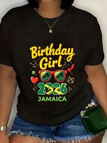 Jamaica Girls Trip 2025 Birthday Crew Jamaica Girl Party T-Shirt Women'S Men'S Graphic Tee Causal Tops - 黑色 - 查看 7