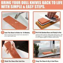 四合一磨刀石套装，400/1000/3000/8000目，专业级，带防滑竹底座、皮带、平面磨刀石和角度导轨 - 彩色 - 查看 4