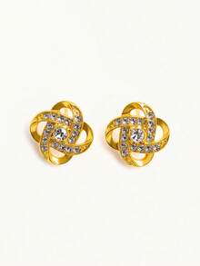 2只时尚镂空交叉耳环，简约3D设计，奢华优雅，适合节日（新年、情人节、假期等）佩戴。