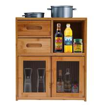 ZHFEISY Bamboo Countertop Storage Cabinet With Doors And Drawers, Kitchen Pantry Sideboard Freestanding Utility Cupboard Countertop Cabinet Organizer For Kitchen, Living Room And Dinning Bedroom - 2 Door - View 2