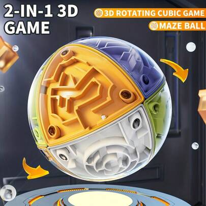 1 Stück 3D Labyrinth Puzzle Würfel, Denkaufgabe Spielzeug für Jugendliche, Geburtstagsgeschenk, für Altersgruppe 14+, gemischte Farben, Material ABS