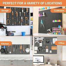 4 Tablero De Clavijas Para Pared, Tableros De Metal De 24 X 12 Pulgadas, Con 24 Ganchos, Organizador De Pared De Herramientas De Sala De Manualidades, Tablero Negro - Negro - Ver 9