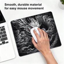 神话龙玻璃鼠标垫，红眼细节，中国传说元素，硬质游戏鼠标垫，适用于PC，操控流畅，助你主宰游戏，经久耐用，特殊玻璃表面，提升精准度和速度。 - 彩色 - 查看 5