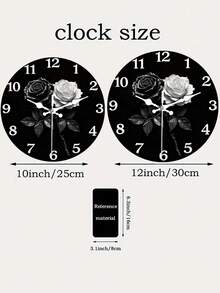 Relógio de Parede Elegante de Rosa Preto e Branco - Decoração Artística Silenciosa para Sala de Estar, Escritório ou Quarto de Hóspedes, Funcionamento a Pilha (AA não incluída), Relógio de Parede de Escritório | Relógio de Design Floral | Relógio de Parede de Madeira, Relógio de Parede para Sala de Estar - Multicolorido - Visão 5