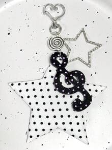 1pc Original Star & Music Note Polka Dot Keychain, Y2K Cute Kawaii Subculture Bag Charm Accessory