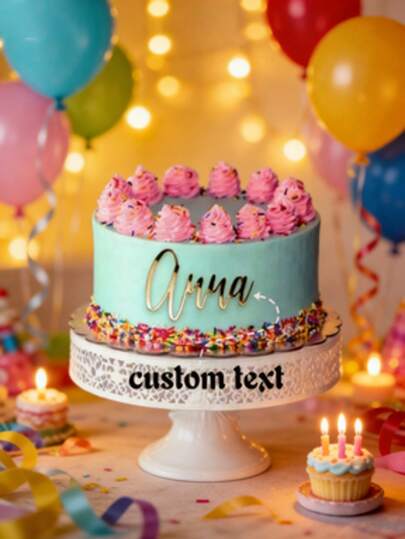 1pc Customized Cake Topper, Graduation Cake Decoration, Gold Wedding Cake Decoration, Personalized Cake Topper, Rustic Wedding Cake Topper, Mr. & Mrs. Cake Topper, Anniversary Cake Decoration