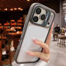 适用于 17、16、15、14、13、12、11 Pro Max Plus Air 16e 的豪华防震手机壳，带镜头支架、镜头贴膜和保护套 - 灰色 - 查看 2