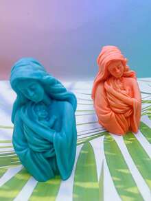 1pc Mother & Child Embracing Silicone Mold, DIY Mother-Child Hug Candle, Wax, Plaster Home Decor Mold For Candle Making, Suitable For Valentine's Day, Mother's Day - White - View 5