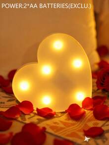 1个可爱心形房间装饰夜灯，电池供电，室内装饰可爱夜灯，适用于客厅、卧室、桌面装饰，情人节装饰，情人节礼物，求婚婚礼派对心形夜灯 - 暖光 - 查看 8