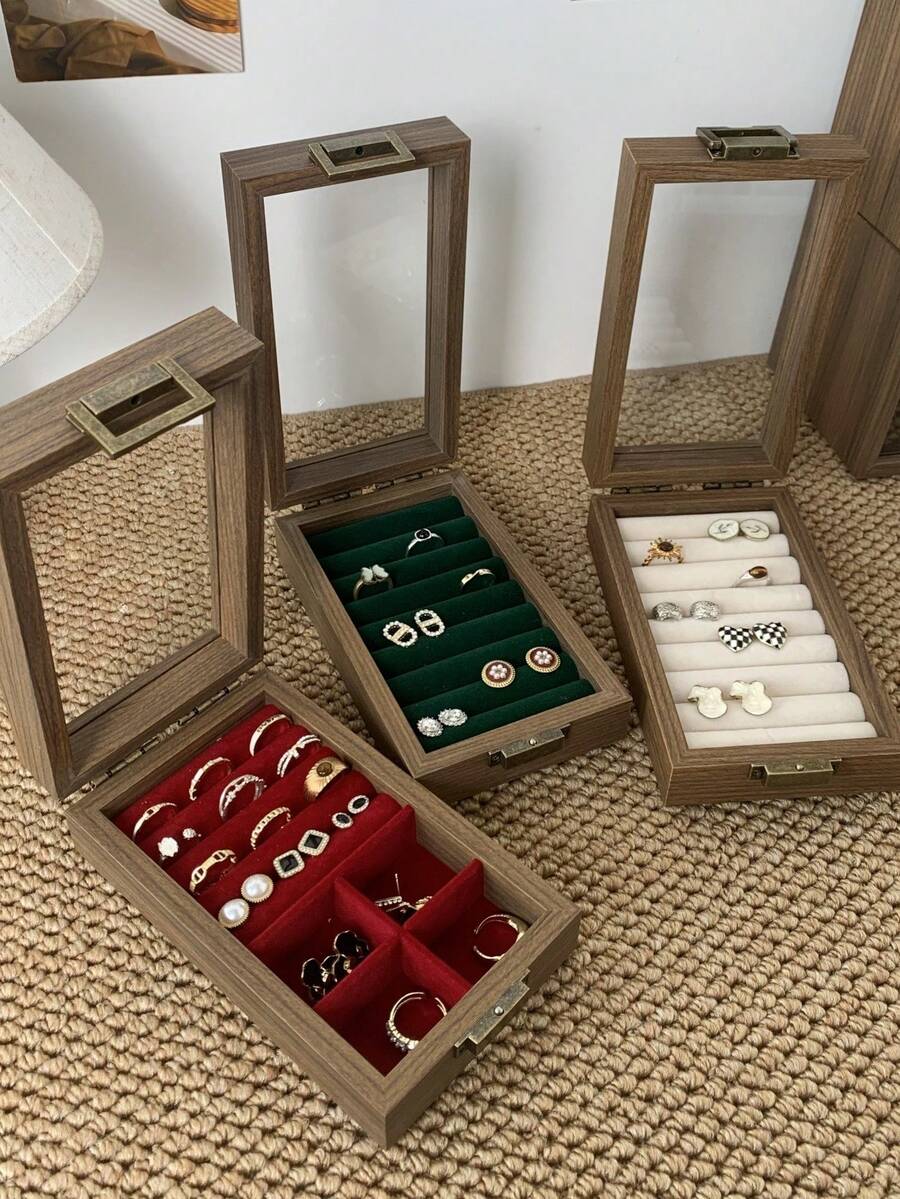 Caja de joyería portátil multicolor, caja de almacenamiento dedicada para anillos y aretes