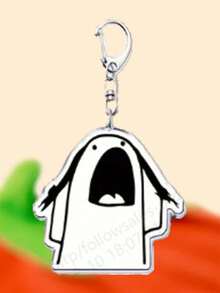 1pc Acrylic Heart Expression Keychain, Transparent White Cartoon Character Pattern Keychain, Backpack Pendant, Phone Keyring Gift Souvenir Car Accessories, Cute Gothic Y2K Lanyard ID Card Holder, Car Accessories - Multicolor - View 6