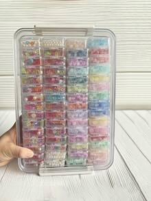 1/60网格透明塑料收纳盒，重型可堆叠容器，多功能钻石画和珠宝收纳盒 - 透明塑料收纳盒，带可拆卸隔层，适用于存放珠子、工艺用品、美甲用品、缝纫配件和套装 - 小物件收纳系统，塑料材质 - 彩色 - 查看 3