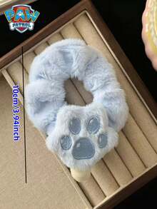 Paw Patrol 2-Piece Plush Large Intestine High Elasticity Hair Ring Set, Sweet And Versatile Hair Rope For Dog Patrol Team, Random Color And Style, Cute Girl Woof Team Theme Hair Accessory, Women's Exclusive Rubber Band, Headband, Summer Beach Wedding Accessories, Pink And Blue Dog Claw Pattern Hair Rope
