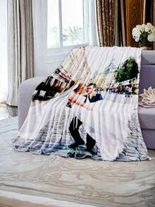 1pc Customized Photo Blanket - Upload Your Own Image! Soft Blanket - Birthday, Anniversary, Housewarming Gift - Family, Couple, Pet Exclusive - Comfortable All Season, Personalized Photo Gift