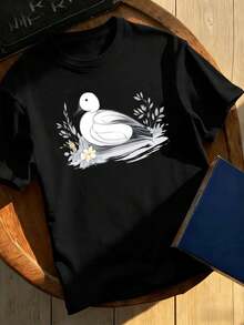 T-shirt décontracté grande taille à motif canard noir, confectionné dans un tissu de haute qualité, confortable et respirant, style streetwear hip-hop, imprimé artistique. - Noir - Voir 2