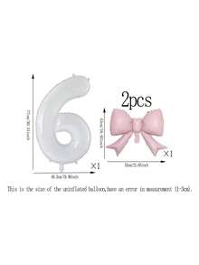 2pcs 32-Inch Number Balloon Set, Pink & Red Bow Foil Balloons, White, Red, Black & Cream 0-9 Number Balloons Suitable For Birthday Party, Anniversary Decoration - Multicolor - View 38
