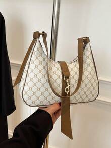 Retro Fashionable Chic Niche One Shoulder Underarm Leopard Print Commuter Elegant Crescent Moon Bag - White - View 6