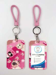 1pc ABS Headband With Cute Cat Pattern, Fashion Personalized Cartoon Pull-Type Card Clip Keychain Bag Pendant, Student Wristband Card Clip, Ladies Wristband Card Clip, ID Bus Protection Case, Student Campus Card Protection Case - Multicolor - View 2