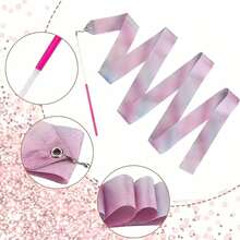 2 Stücke 6.5ft bunte glänzende Sternentänzer-Bänder, geeignet für Gymnastik, Kunstaufführungen, Fitness, Gymnastik-Banddekorationen - Verschiedenfarbig - Übersicht 5