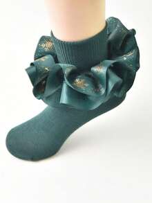 1 Pair Girls' Ruched Christmas Princess Dance Socks - Multicolor - View 2