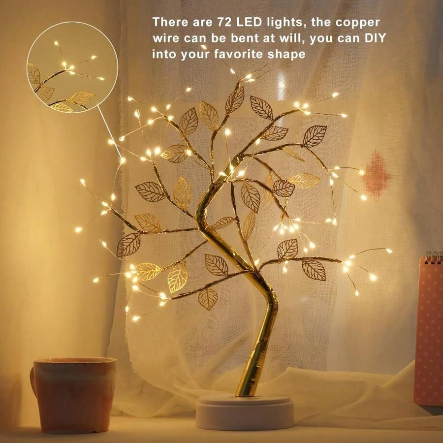 72 LED Desktop Bonsai Tree Lamp, Artificial Tree Light With Touch Switch And USB Port, Suitable For Bedroom, Desk, Christmas, Party, Birthday, Indoor Decor - Perfect Gift For Mother And Women