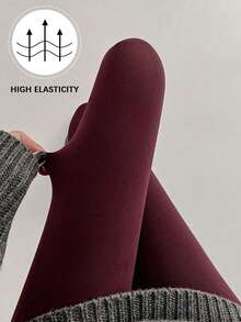 1 Pair Of Burgundy Ladies Pantyhose With High Elasticity And Snagging Resistance - Multicolor - View 9