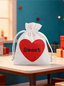 Customized Text, Red/Pink Heart Design Candy Drawstring Bag, Fashion Gift Packaging Bag, Reusable, Suitable For Valentine's Day/Wedding/Birthday Party, Friend Gift Exchange Packaging Bag - Multicolor - View 6