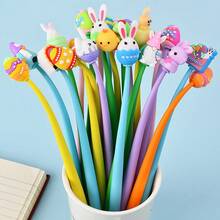 5pcs Easter Bunny & Egg Shaped Gel Pens, Cute Design Neutral Pens In Black Ink, Suitable As School Classroom Awards, Back To School Stationery Gifts (Random Style) - Multicolor - View 5