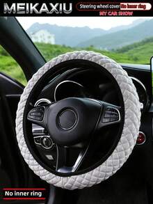 MEIKAXIU 1pc PU Leather 3D Rhombus Grid Car Steering Wheel Cover Fit For 14.5-15 Inch Vehicle Interior Accessories - Bubble Checkered PU Leather - View 4