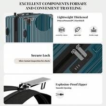YSTYLE Suitcase Available In Various Colors Made Of PVC Material With Combination Lock And Silent Universal Wheels, Suitable For Storing Clothes For Business Trips, Boarding And Student Boarding. - Teal Blue - View 4