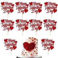 10pcs Shiny Red Heart "Happy Valentine's Day" Cake Toppers, For Valentine's Day Decorations, Wedding Decor, Party Supplies, Suitable For Weddings, Valentine's Day, Birthdays, Anniversaries, Engagements And Parties, As Well As Valentine's Day Party Decorations, Applicable To Party Celebrations, Cake Accessories, Cake Decorations, Home Decor, Birthday Celebrations And Party Supplies, Party Decorations, Party Supplies, Cake Decorations And Cake Toppers - Multicolor - View 6