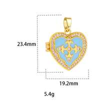 1pc Fashionable Heart Shaped Pendant, DIY Pendant, Niche Design High-End Creative Colorful Enamel Photo Box Copper Gold-Plated Necklace Pendant For Women