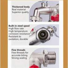 1-Pack Large Flow G1/2 Zinc Alloy Garden Faucet, Ball Valve Body With Larger Water Flow, Suitable For Gardens, Lawns And Terraces, Kitchens And Bathrooms - Multicolor - View 8