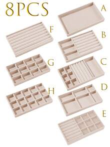 Khay đựng trang sức 1-9 món, khay trưng bày trang sức bằng nhung, khay đựng trang sức xếp chồng, khay đựng trang sức nhiều ngăn cho dây chuyền, nhẫn, son môi, bông tai, thích hợp cho bàn trang điểm, giá trưng bày trang sức, khay đựng trang sức, trang trí phòng trang điểm, trang trí phòng. - Nhiều màu - Xem 16