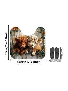 1pc/3pcs Spring Countryside Style Sunflower And Cow Pattern Bathroom Mat, Machine Washable 1200g/㎡ Polyester Fiber Decorative Floor Mat, 10mm Thick, TPR Anti-Slip Bottom, Soft & Absorbent, Foldable & Easy Care, Suitable For Bathroom, Shower, Toilet, Living Room, Entryway, Home Decor, Holiday Gift - Multicolor - View 13