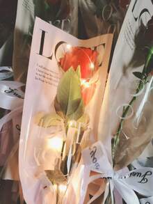 20pcs/Pack LOVE Design Clear Flower Bouquet Gift Bags, Colorful Flower Packaging Bags, Single Rose Packaging Bags, Mother's Day Gifts, 520 Bouquet Bags. Suitable For Single Rose, Valentine's Day Gift Bags. - Pink - 20pcs - View 7