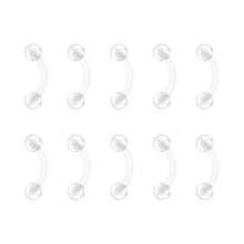 8-10pcs Clear Curved Barbells Retainer 16G Plastic Eyebrow Earring Lip Helix Tragus Rook Bars 6-12 Mm Labret Flexible Retainers Acrylic Bioflex Piercing - Clear - View 11
