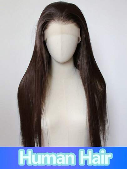 180% Density Dark Brown 13x4 Lace Front Wigs Chocolate Brown Long Straight Lace Front Wig For Women Pre Plucked With Baby Hair Natural Hairline Brazilian Virgin Human Hair Bone Straight Wig