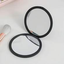 1 Portable Folding Makeup Mirror - Round Vanity Mirror, Lightweight And Durable Plastic Travel Mirror With Handle And Folding Design, Suitable For Outings And Travel - Simple Style, Scratch-Resistant Glass, Elegant Vanity Mirror, Perfect For Holiday Gifts To Girlfriend - 藍色 - 查看 3