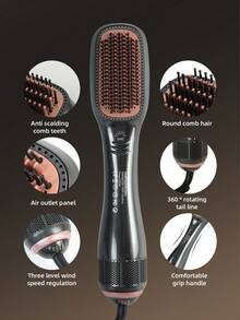 3-In-1 Professional Hair Dryer Brush, 930W Powerful Ceramic & Ionic, 3 Heat Settings, 2 Speed Settings, One-Step Styling - EU C Type Plug(220-240V) - View 5