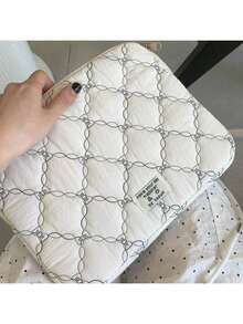 11/14/15 Zoll bestickter Schleife Laptop Sleeve, süße minimalistische Computertasche - modisches koreanisches Design gepolsterter Schutz für Tablet und Laptop, Laptoptasche, Laptophülle, Laptoptasche, wasserbeständige Reiseaccessoires - Verschiedenfarbig - Übersicht 1