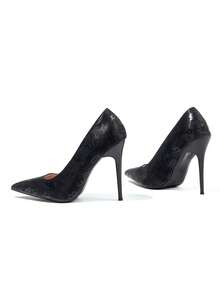 女士经典白色高跟鞋，简约超高11厘米尖头细高跟，优雅适合正式场合和工作场合。 - 黑色 - 查看 7