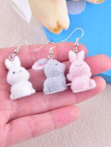 1 Pair Easter Bunny Plush Rabbit Animal Earrings, Party Jewelry Gift For Women - Easter Bunny - View 4