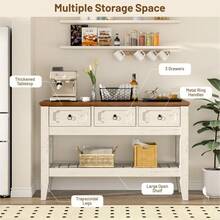Huisuilinss Console Sofa Table With Drawers And Bottom Shelf,Entryway Table For Behind Couch Entry Foyer Hallway Storage - White - View 3