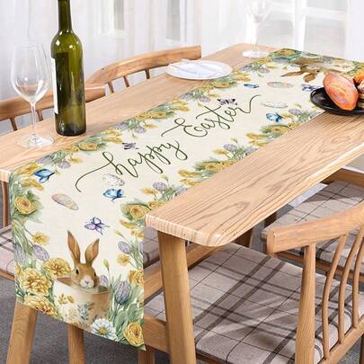 Easter Table Runner, Easter Bunny Table Decor. Colorful Easter Dining Table Decoration Suitable For Home, Dinner, Party. 13x35/13x47/13x72/13x90/13x108 Inches
